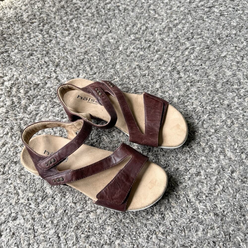 Halsa Womens Denia Ankle Strap Sandals 7.5 W Brown Leather Sporty Vacation - Picture 2 of 5